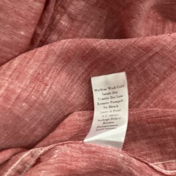 Frank & Eileen Rory Maxi Shirtdress Italian Linen Red Lived-In Linen Size Large - Picture 16 of 16